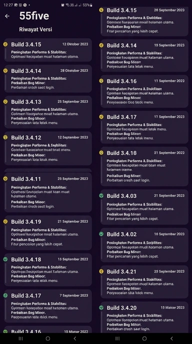 Riwayat Versi 55five untuk Pengguna Android