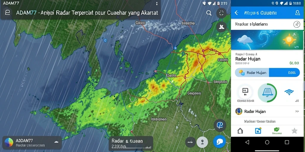 Tampilan antarmuka aplikasi Radar Hujan ADAM77 yang intuitif dan informatif.