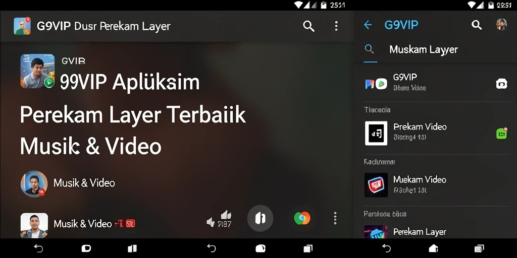 Tampilan antarmuka aplikasi G9VIP saat merekam layar dengan mudah.