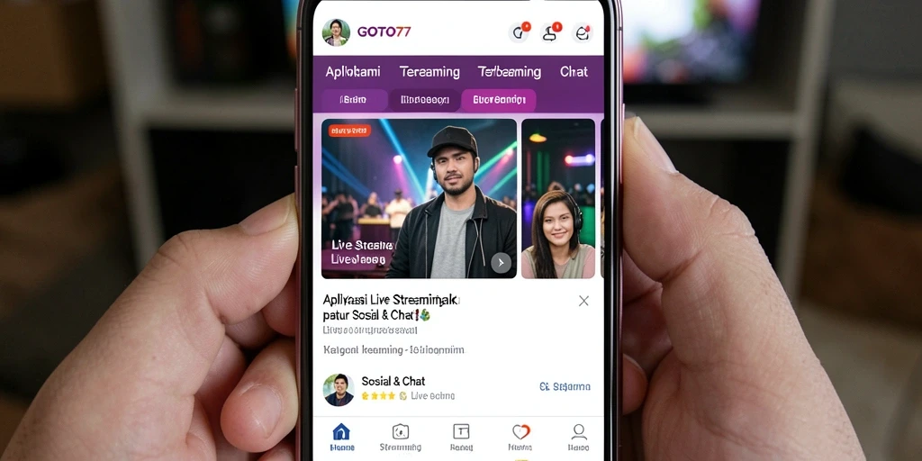 Antarmuka GOTO77 menampilkan fungsi Live Streaming yang interaktif.