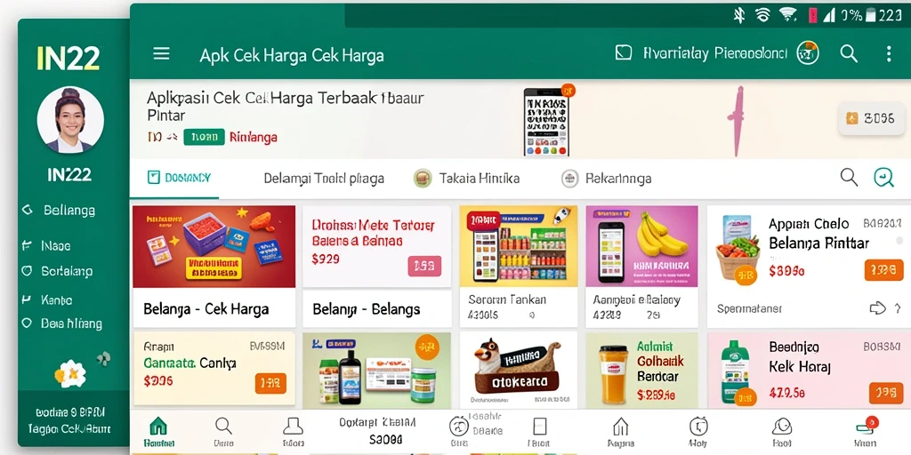 Tampilan antarmuka IN22 yang intuitif untuk cek harga produk.