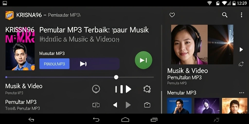 Antarmuka modern KRISNA96 untuk pengalaman Pemutar MP3 yang menyenangkan.