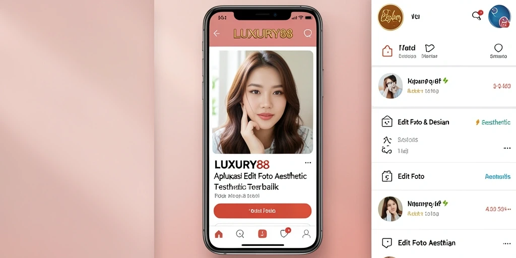 Antarmuka intuitif LUXURY88 untuk edit foto aesthetic.