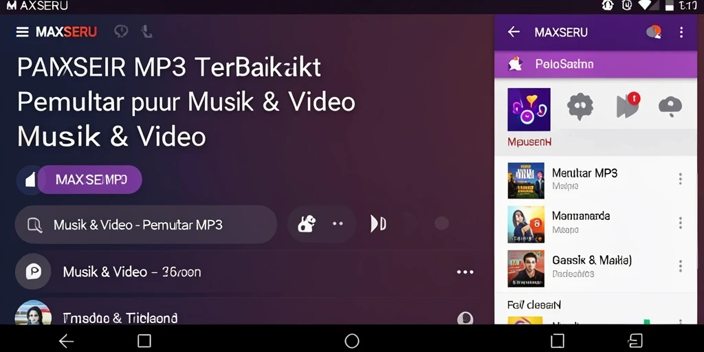 Antarmuka utama MAXSERU menampilkan fungsi Pemutar MP3 yang menarik.