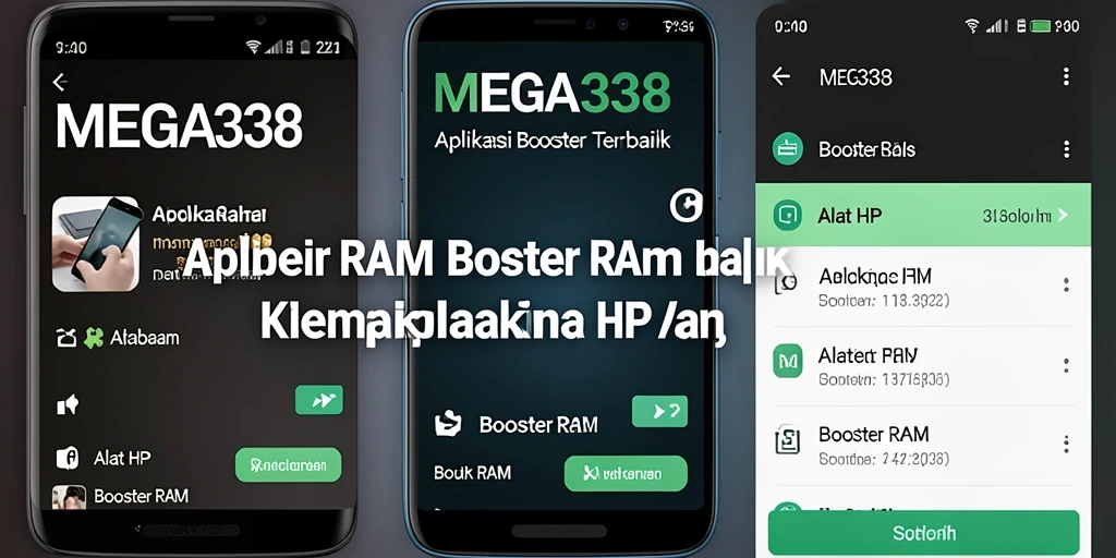 Tampilan antarmuka MEGA338 yang bersih dan fungsional untuk Booster RAM.