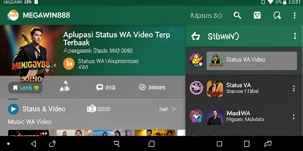 Tampilan antarmuka MEGAWIN888 untuk video status WA yang menarik.