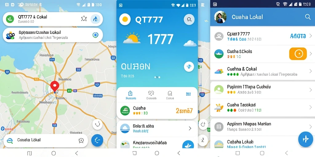 Antarmuka QT777 menampilkan kondisi cuaca lokal secara jelas dan informatif.
